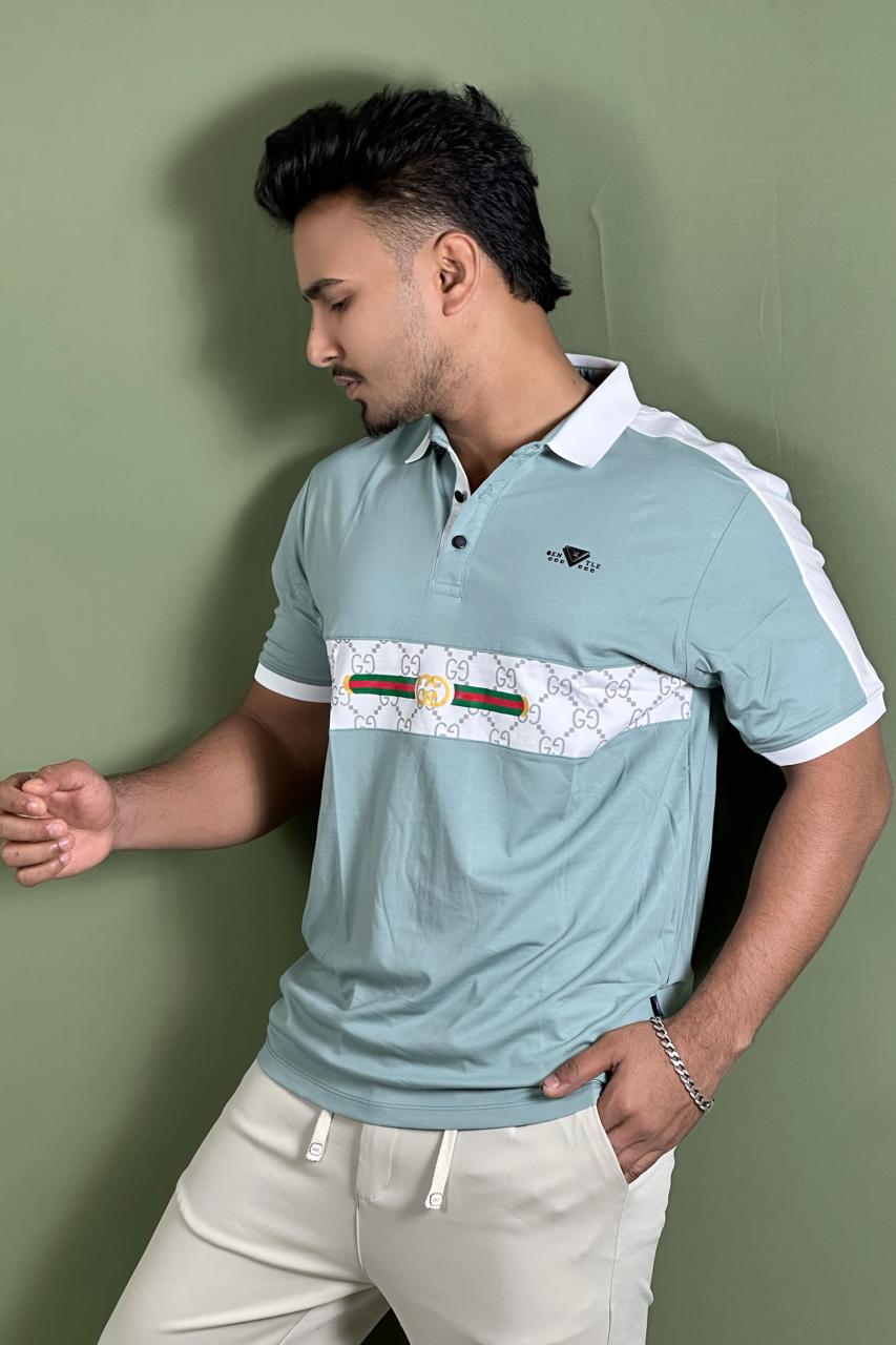 আইসগ্রীন কালার পোলো টি-শার্ট-Gucci